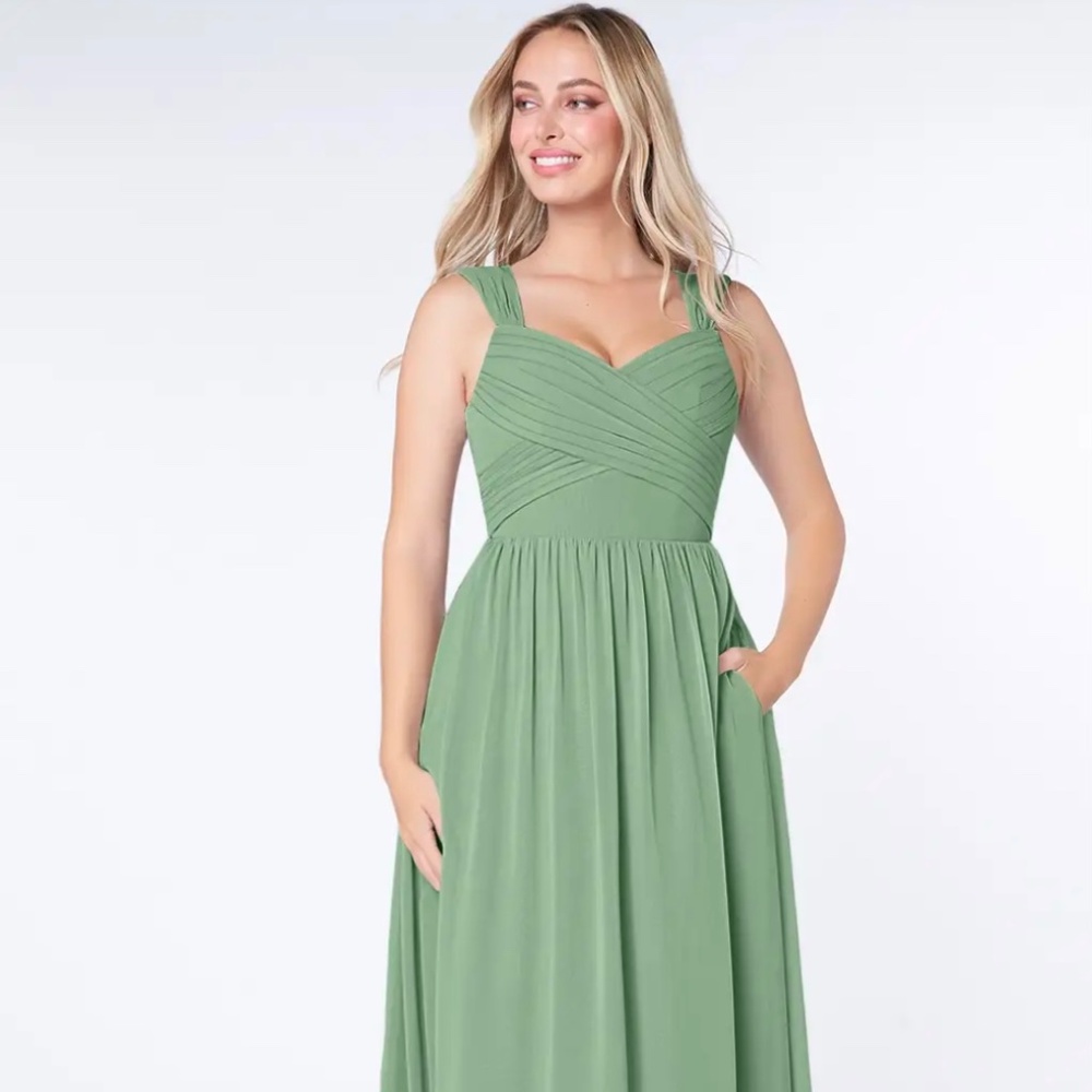 Azazie Raine Bridesmaid dress Eucalyptus Size 8